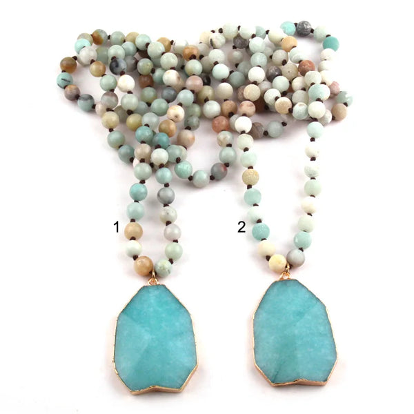 Blue Amazonite Pendant Necklace-ToShay.org