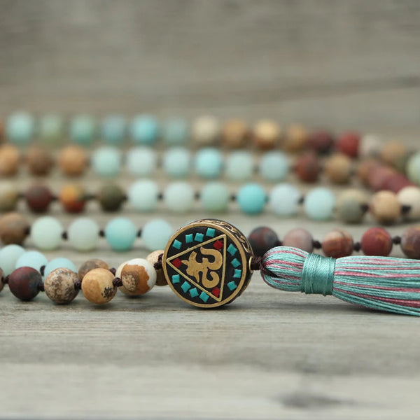 Blue Amazon Stone Mala Beads-ToShay.org