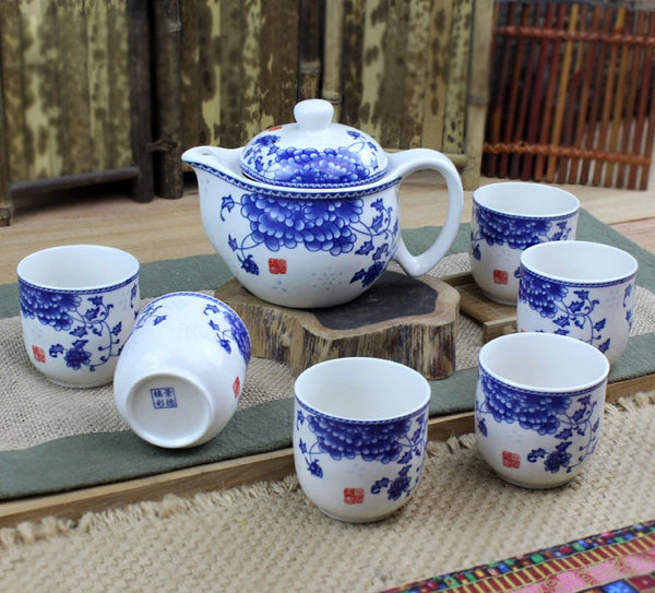 Blue White Porcelain Tea Set-ToShay.org