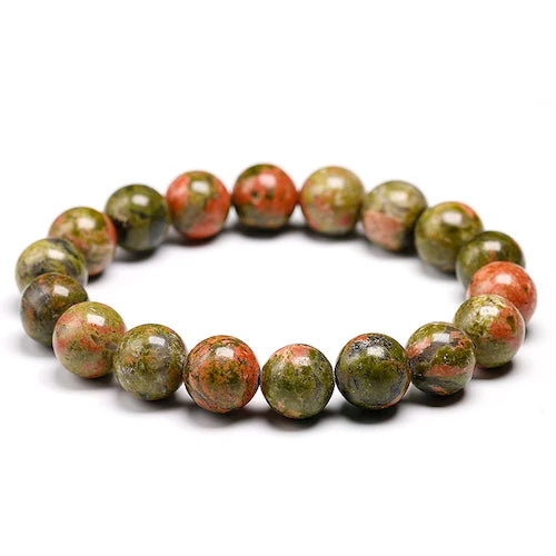 Green Unakite Bead Bracelet-ToShay.org