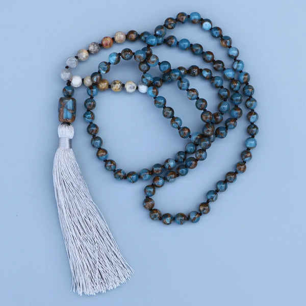 Blue Mossic Stone Mala Beads-ToShay.org