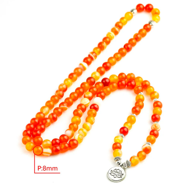 Orange Stripe Onyx Mala Beads-ToShay.org