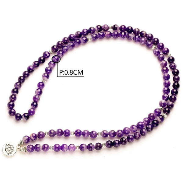 Purple Quartz Crystal Mala Beads-ToShay.org