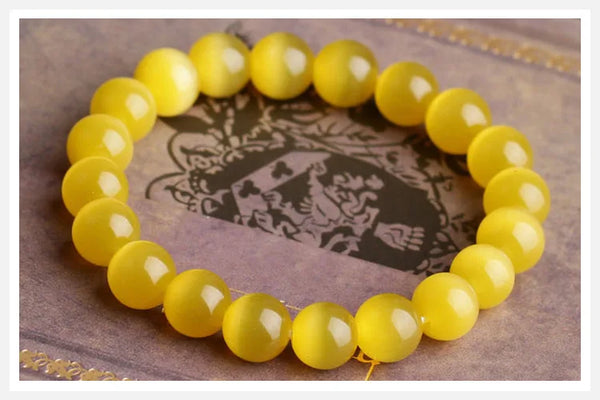 Yellow Cats Eye Bead Bracelets-ToShay.org