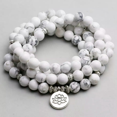 White Howlite Mala Beads-ToShay.org