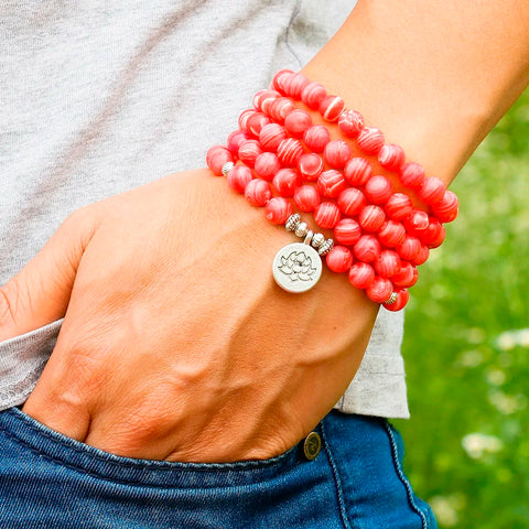 Red Rhodochrosite Stone Mala Beads-ToShay.org