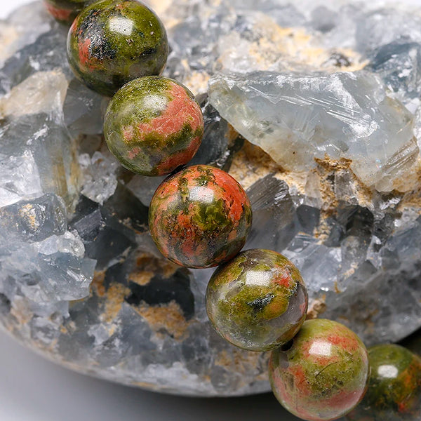 Green Unakite Bead Bracelet-ToShay.org