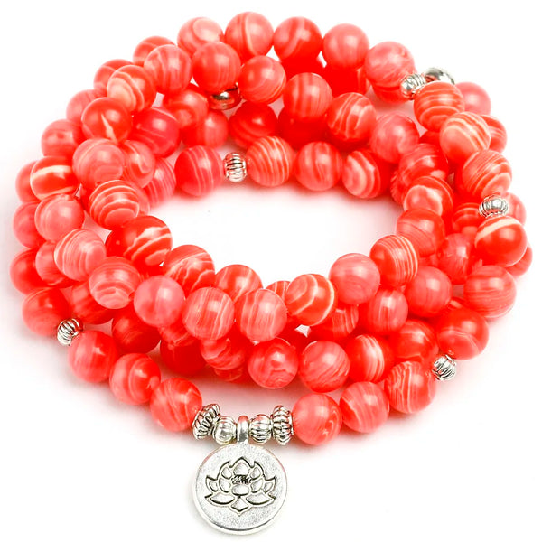 Red Rhodochrosite Stone Mala Beads-ToShay.org