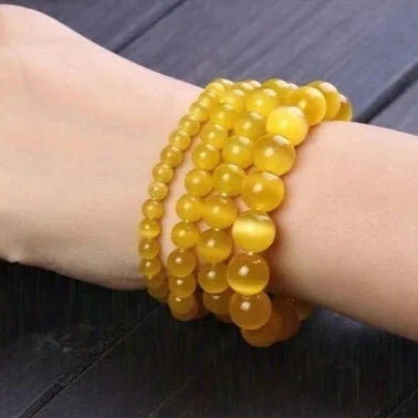 Yellow Cats Eye Bead Bracelets-ToShay.org