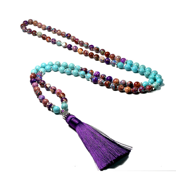 Purple Imperial Jasper Mala Beads-ToShay.org