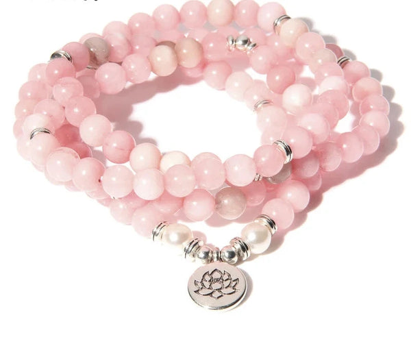 Pink Chalcedony Mala Beads-ToShay.org