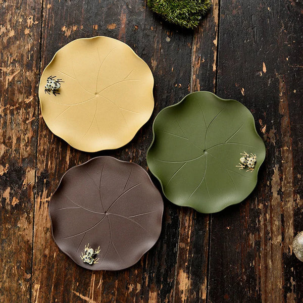 Yixing Clay Frog Leaf Plate-ToShay.org