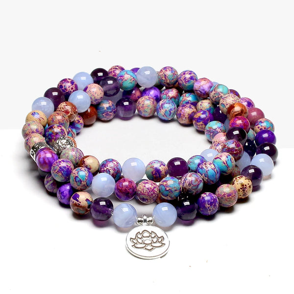 Purple Agate Mala Beads-ToShay.org