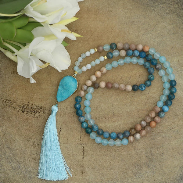 Blue Druzy Stone Mala Beads-ToShay.org