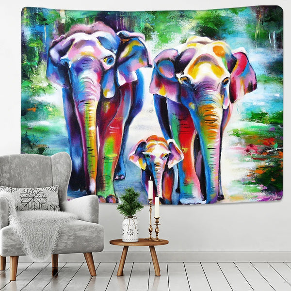 Rainbow Elephant Art Tapestry-ToShay.org