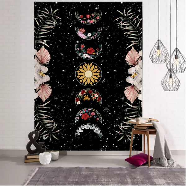 Moon Phase Flower Tapestry-ToShay.org