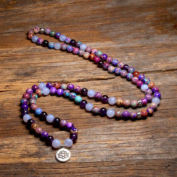 Purple Agate Mala Beads-ToShay.org