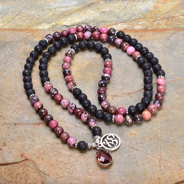 Pink Rhodonite Mala Beads-ToShay.org