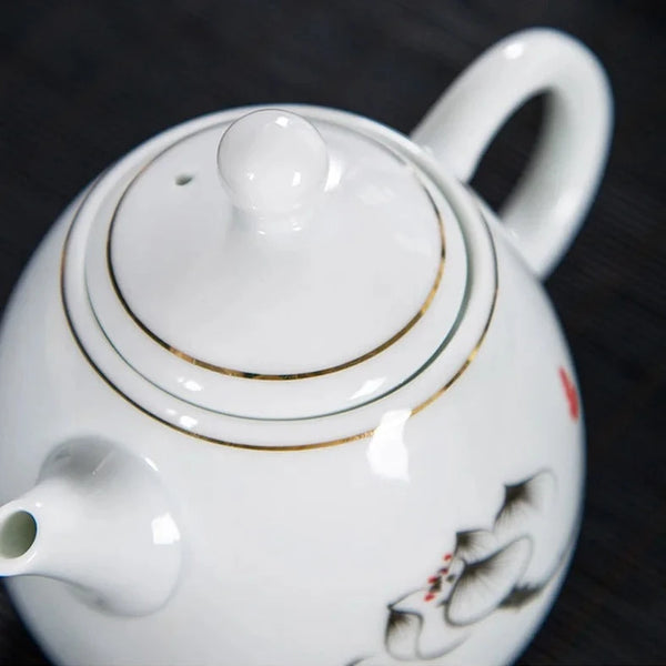 White Painted Porcelain Teapot-ToShay.org