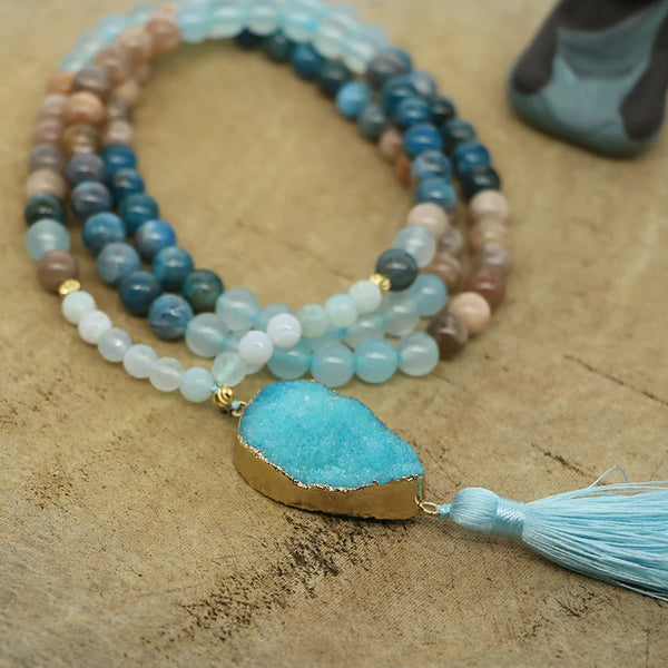 Blue Druzy Stone Mala Beads-ToShay.org