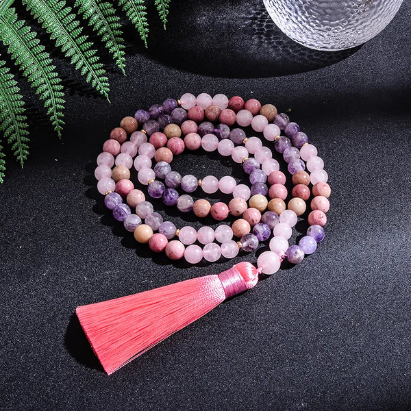 Pink Rhodolite Mala Beads-ToShay.org