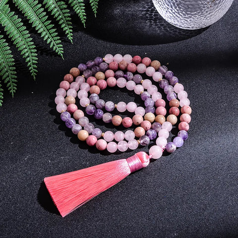 Pink Rhodolite Mala Beads-ToShay.org