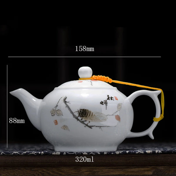 White Painted Ceramic Teapot-ToShay.org