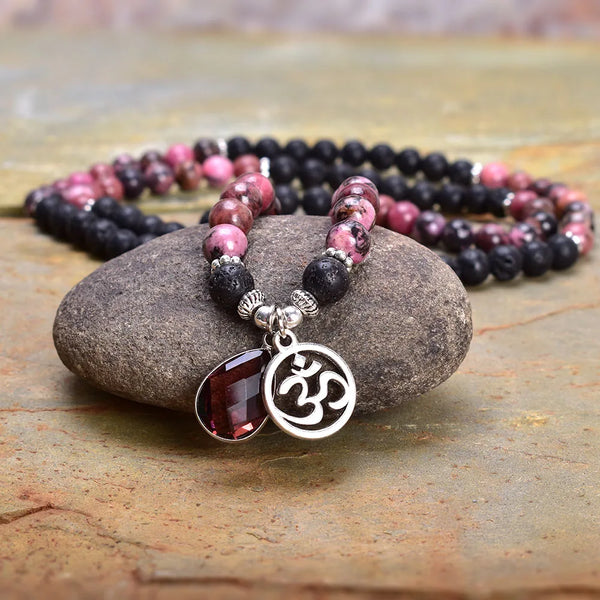 Pink Rhodonite Mala Beads-ToShay.org