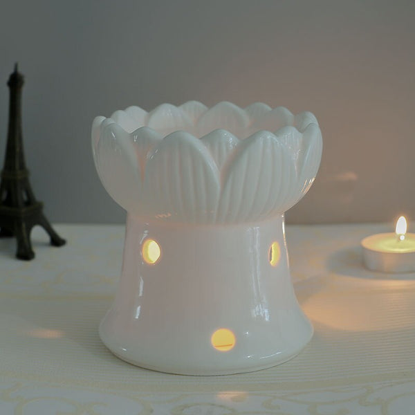 White Porcelain Essential Oil Lamp-ToShay.org