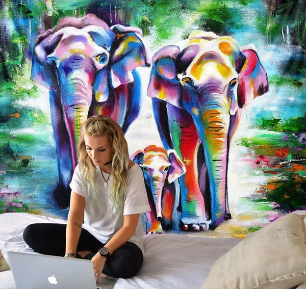 Rainbow Elephant Art Tapestry-ToShay.org