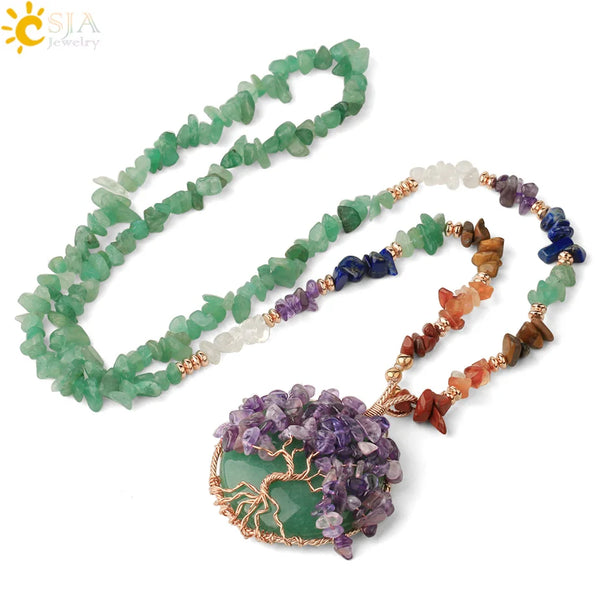 Chakra Crystal Pendant Necklace-ToShay.org