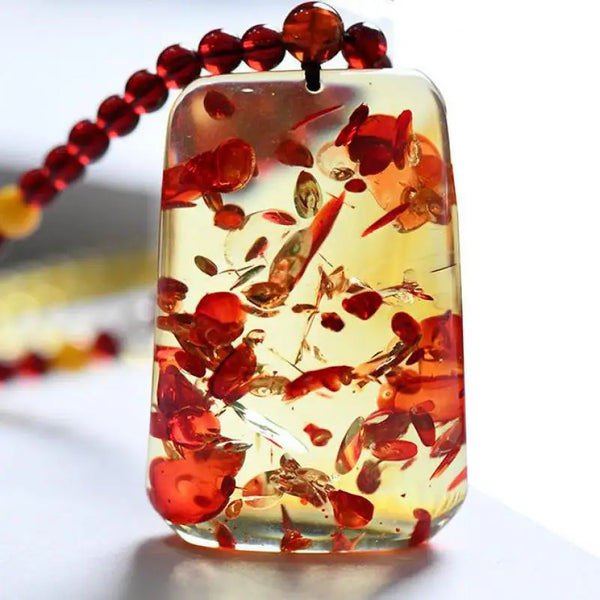 Yellow Flower Amber Pendant-ToShay.org