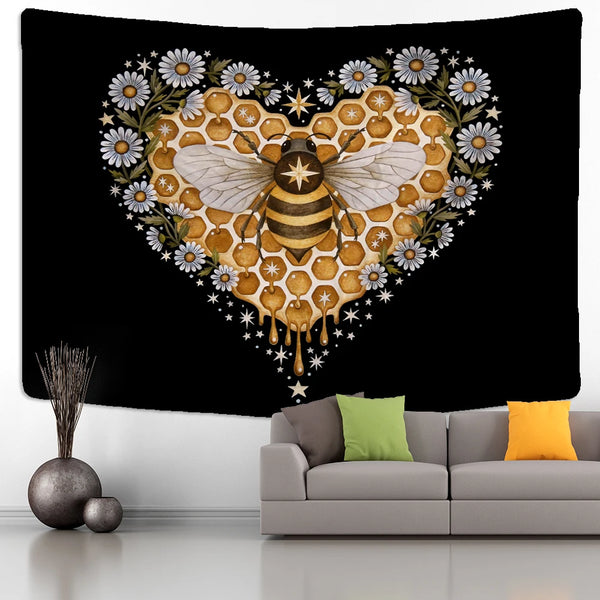 Floral Bee Art Tapestry-ToShay.org