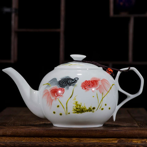 White Painted Ceramic Teapot-ToShay.org