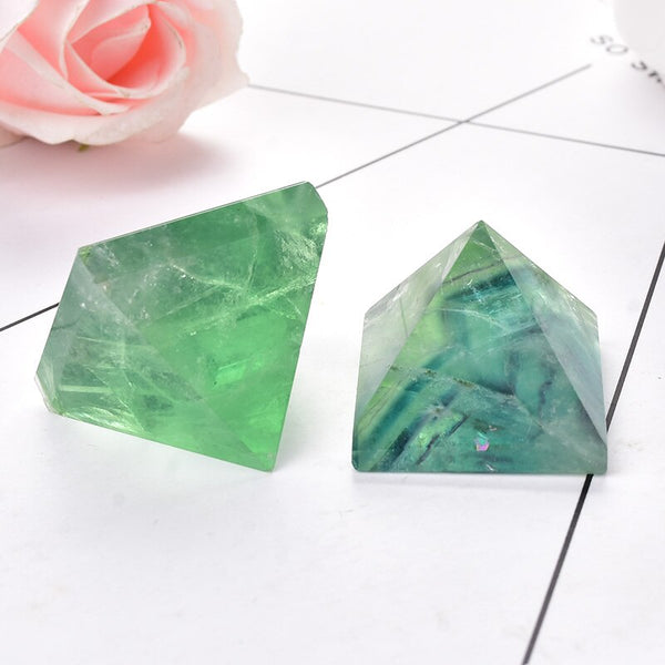 Green Fluorite Quartz Pyramid-ToShay.org