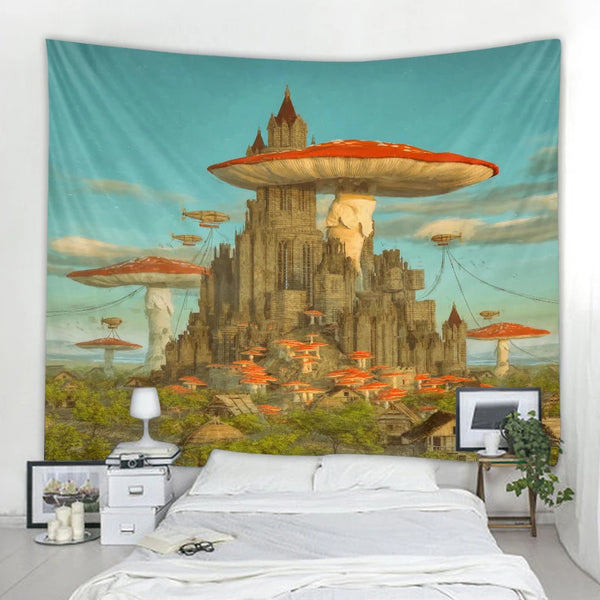 Mushroom House Tapestry-ToShay.org