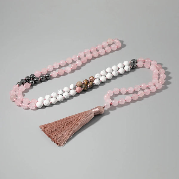 Pink Rose Quartz Mala Beads-ToShay.org