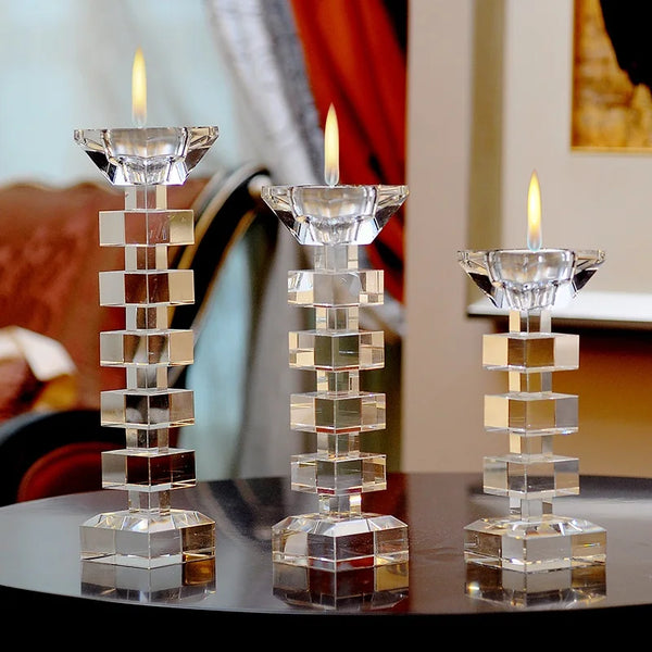 Crystal Glass Candle Holder-ToShay.org