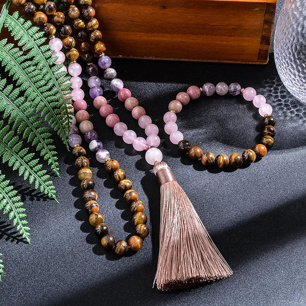 Pink Rose Quartz Mala Beads-ToShay.org