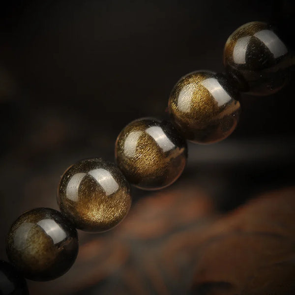 Gold Black Obsidian Mala Beads-ToShay.org