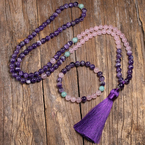 Purple Amethyst Mala Beads-ToShay.org