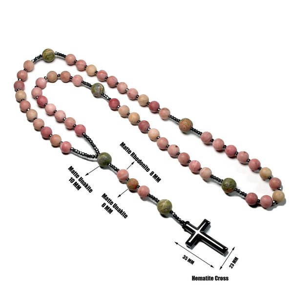 Pink Rhodonite Rosary Beads-ToShay.org