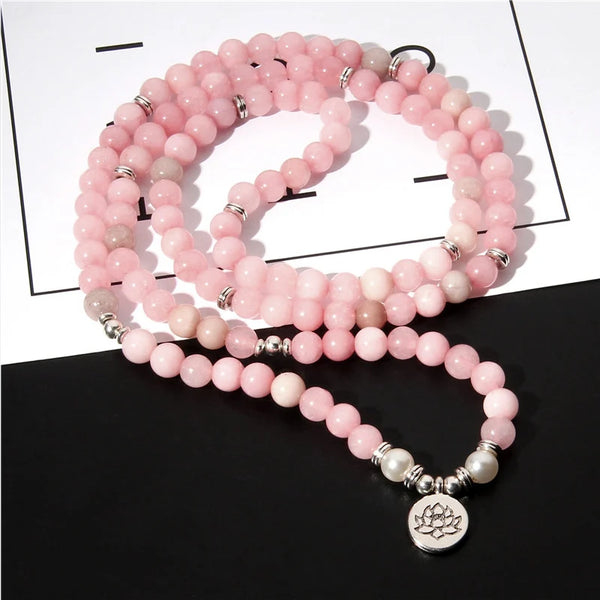 Pink Chalcedony Mala Beads-ToShay.org