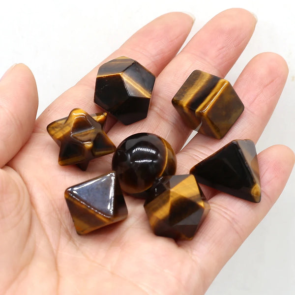 Yellow Tiger Eye Platonic Solids-ToShay.org