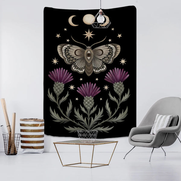 Moon Phase Moth Tapestry-ToShay.org