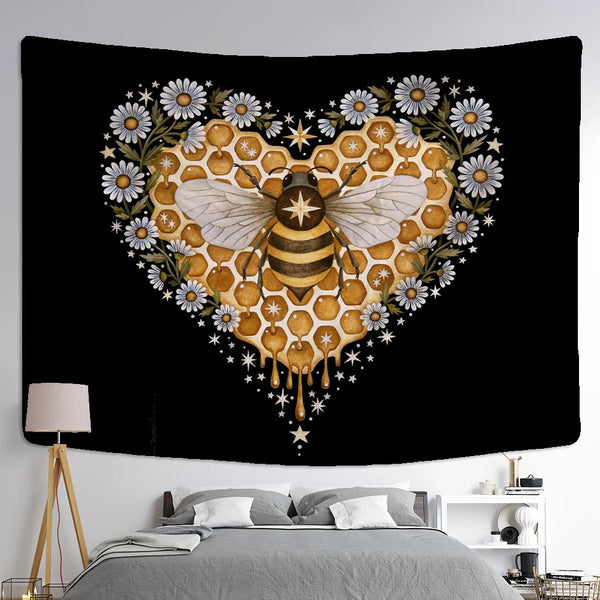 Floral Bee Art Tapestry-ToShay.org