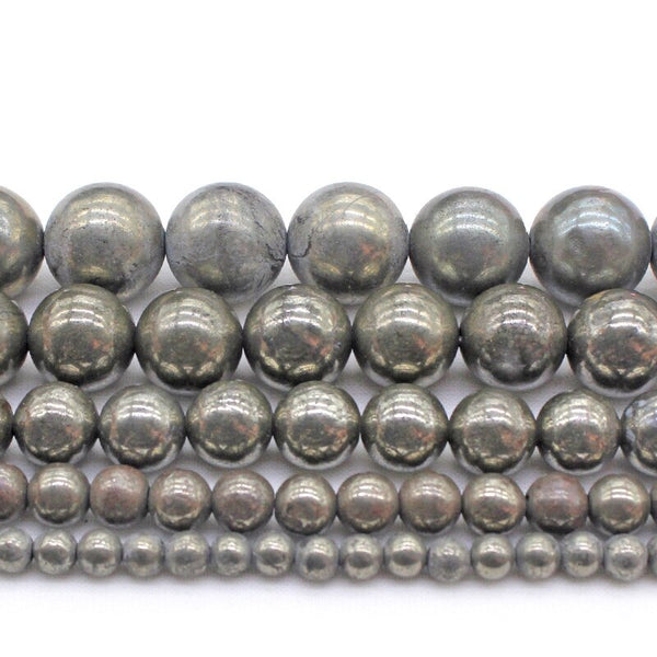 Silver Iron Pyrite Stone Beads-ToShay.org