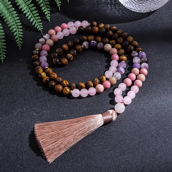 Pink Rose Quartz Mala Beads-ToShay.org