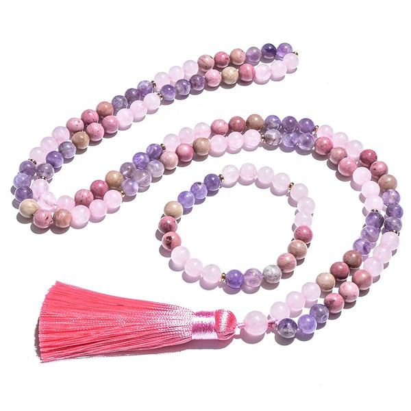 Pink Rhodolite Mala Beads-ToShay.org