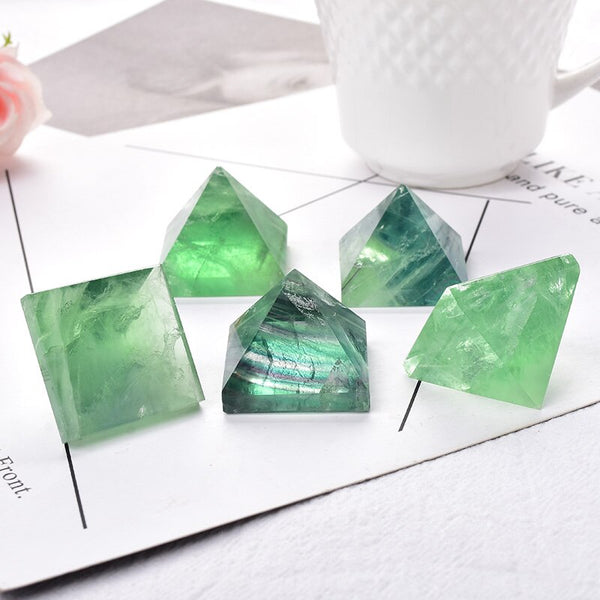 Green Fluorite Quartz Pyramid-ToShay.org